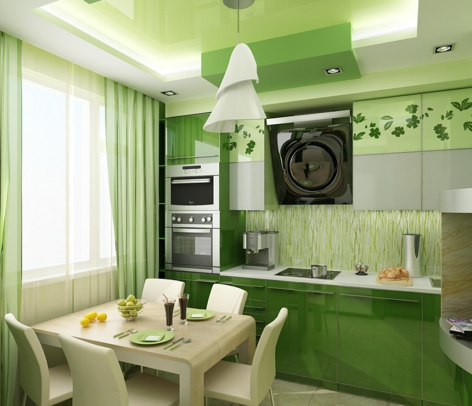 Кухня олива зеленая