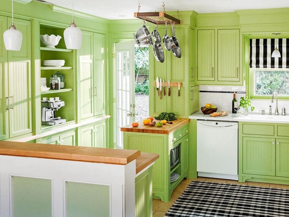 Кухня оливы и фисташкового цвета