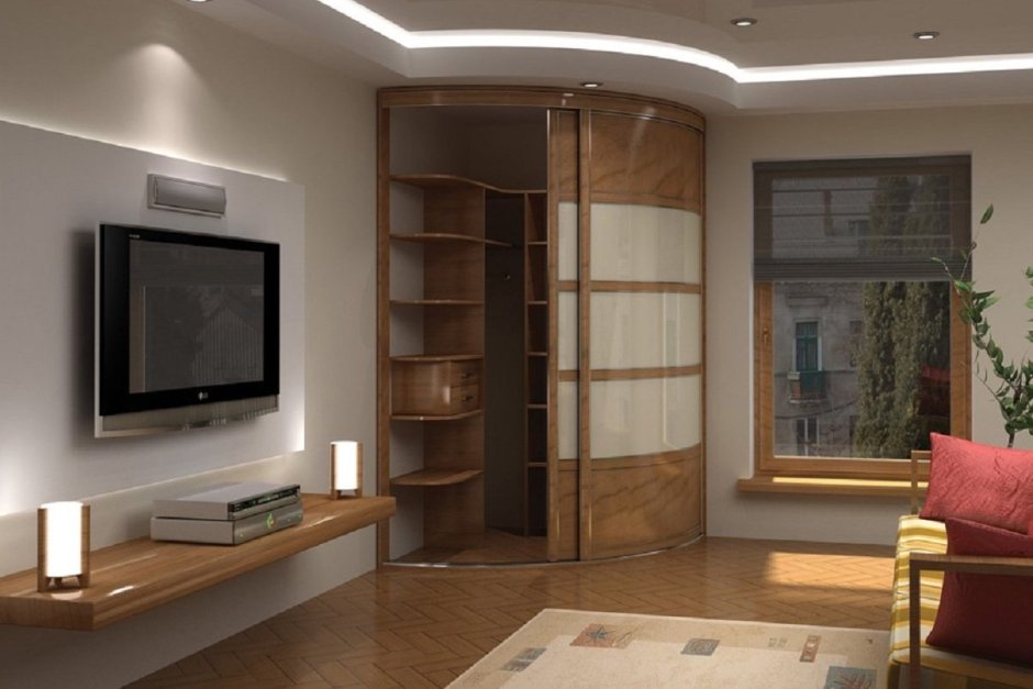 Беспрофильный радиусный шкаф Сascade r78