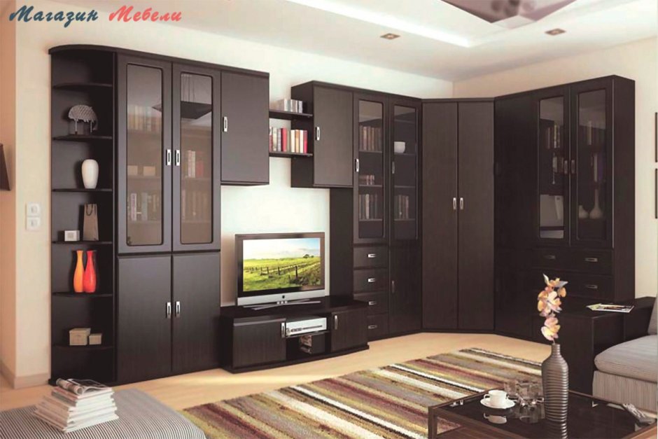 Угловые стенки в гостиную