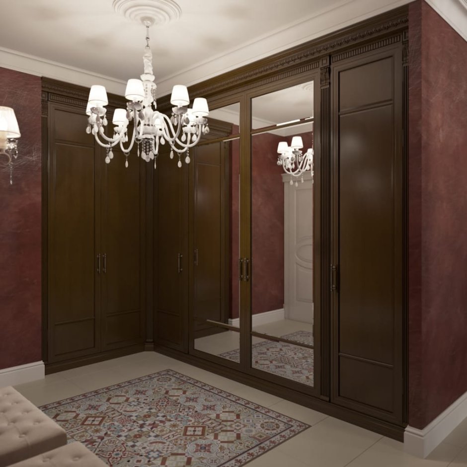 Прихожая с темной мебелью