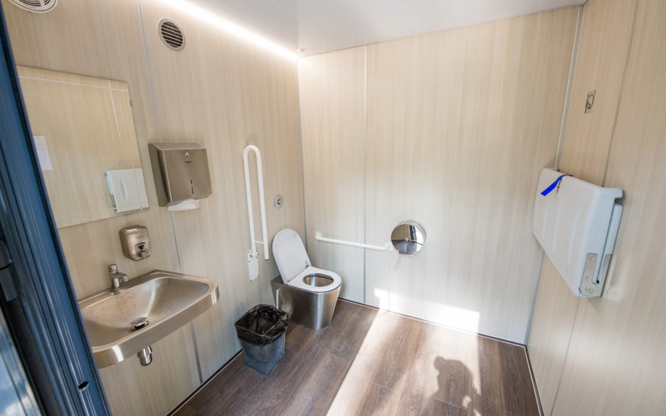 Современный санузел с деревом