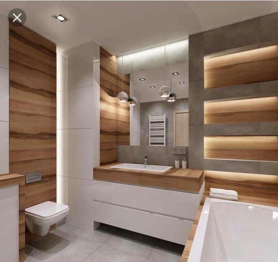 Ванная с деревом