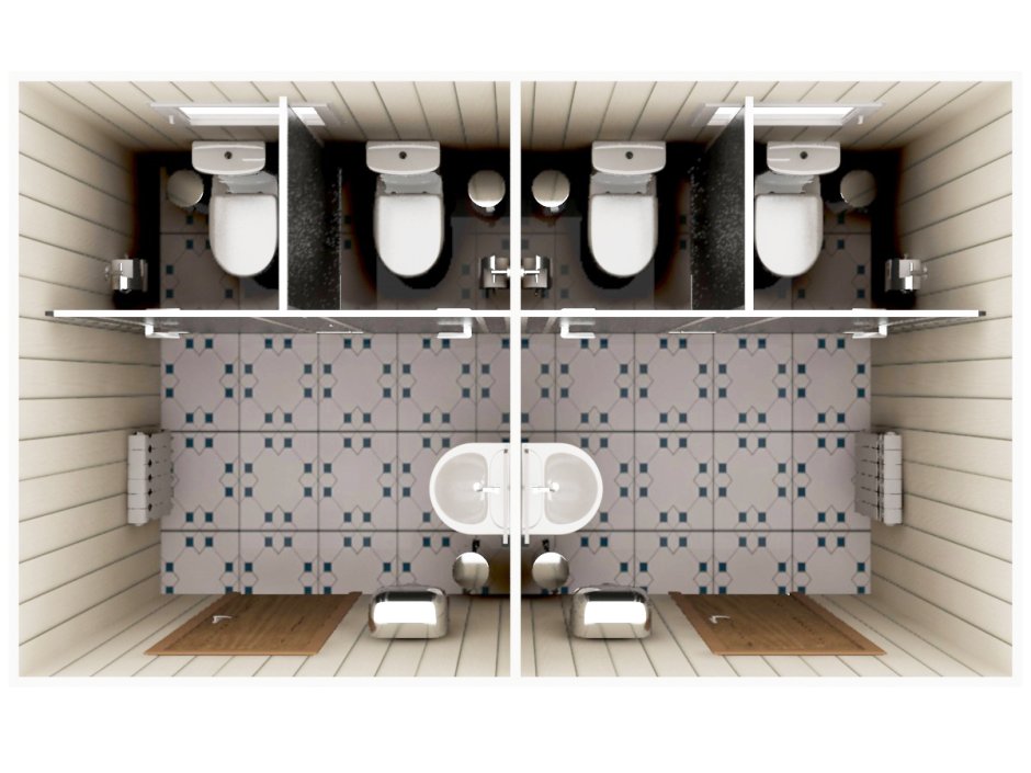 Туалетный модуль (с двумя универсальными кабинами Уборной)