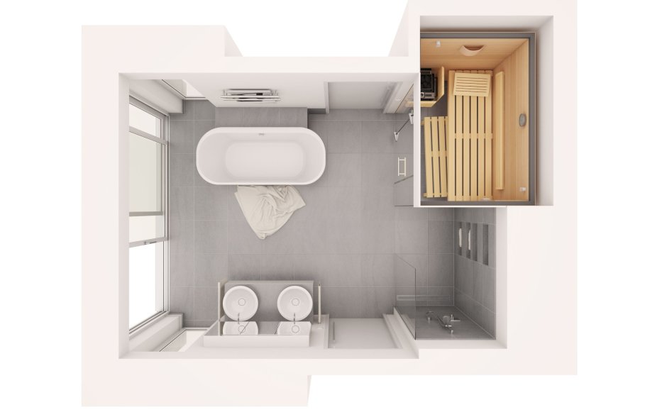 Ванная с сауной в деревянном доме