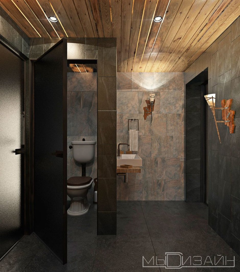 Ванная комната с сауной в доме