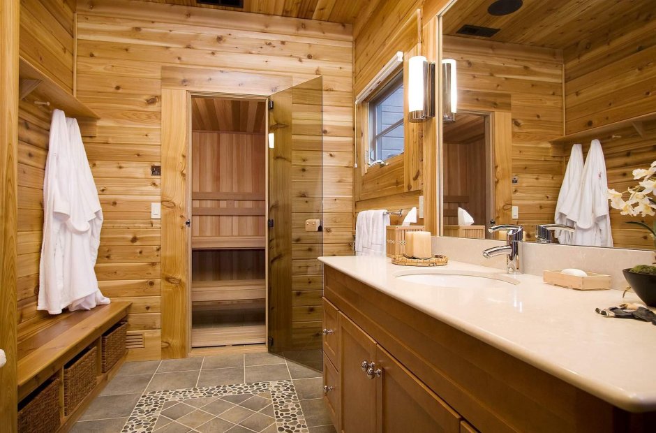 Ванная комната в деревянном доме