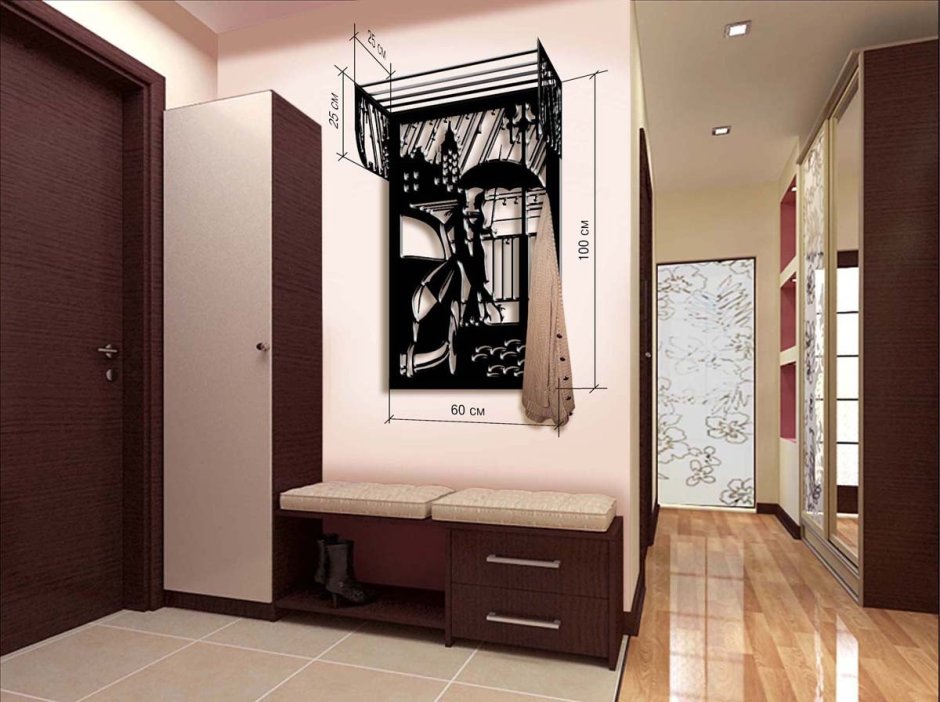Проект ванной комнаты с прихожей дизайнерский