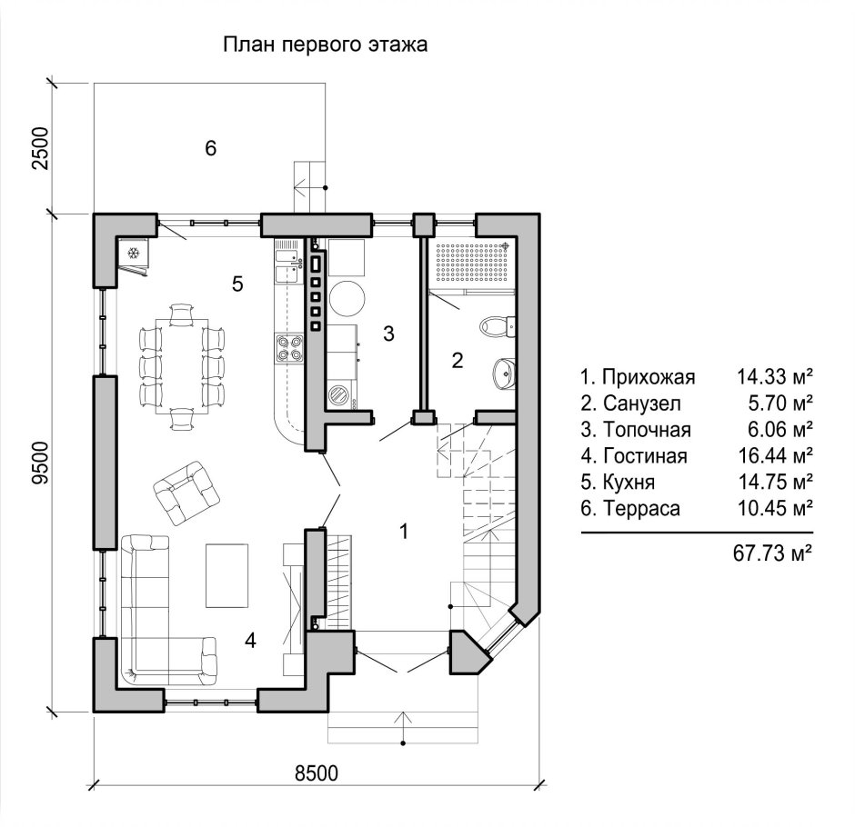 Планировка первого этажа в доме