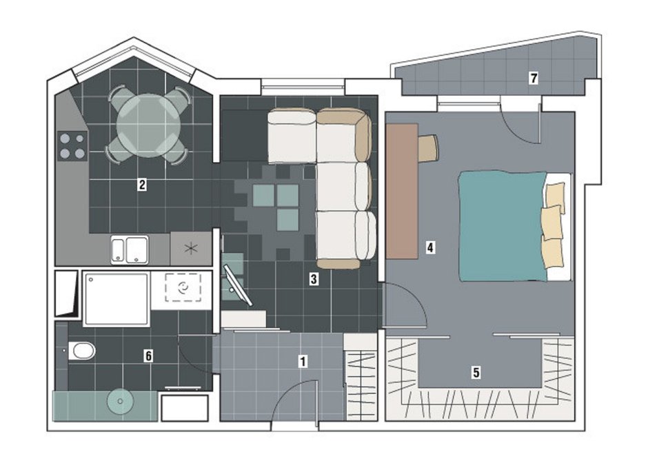 П44т двушка линейка планировка с размерами
