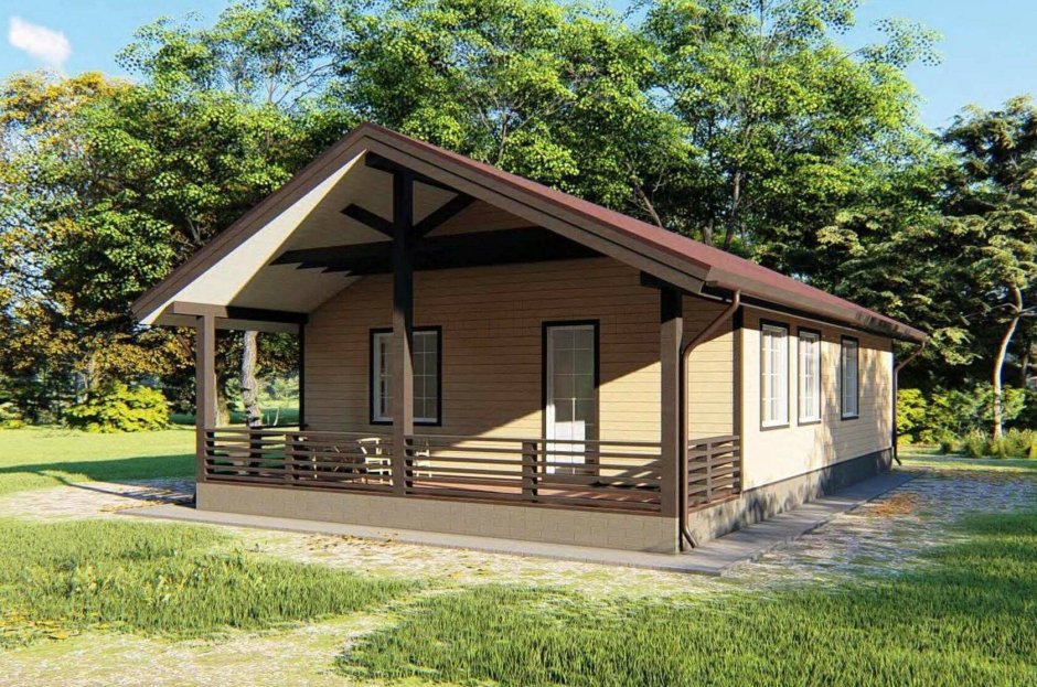 Одноэтажный каркасный дом