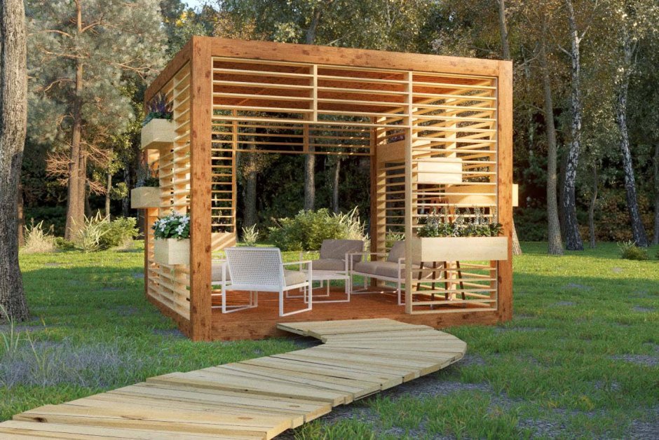 Современная двухэтажная беседка