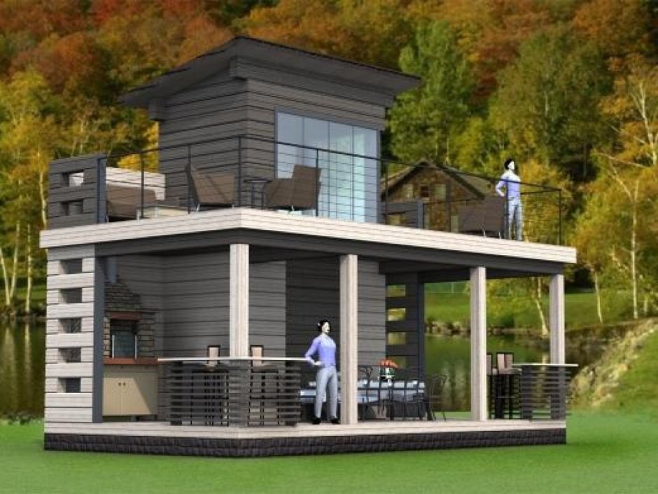 Дом с верандой на втором этаже