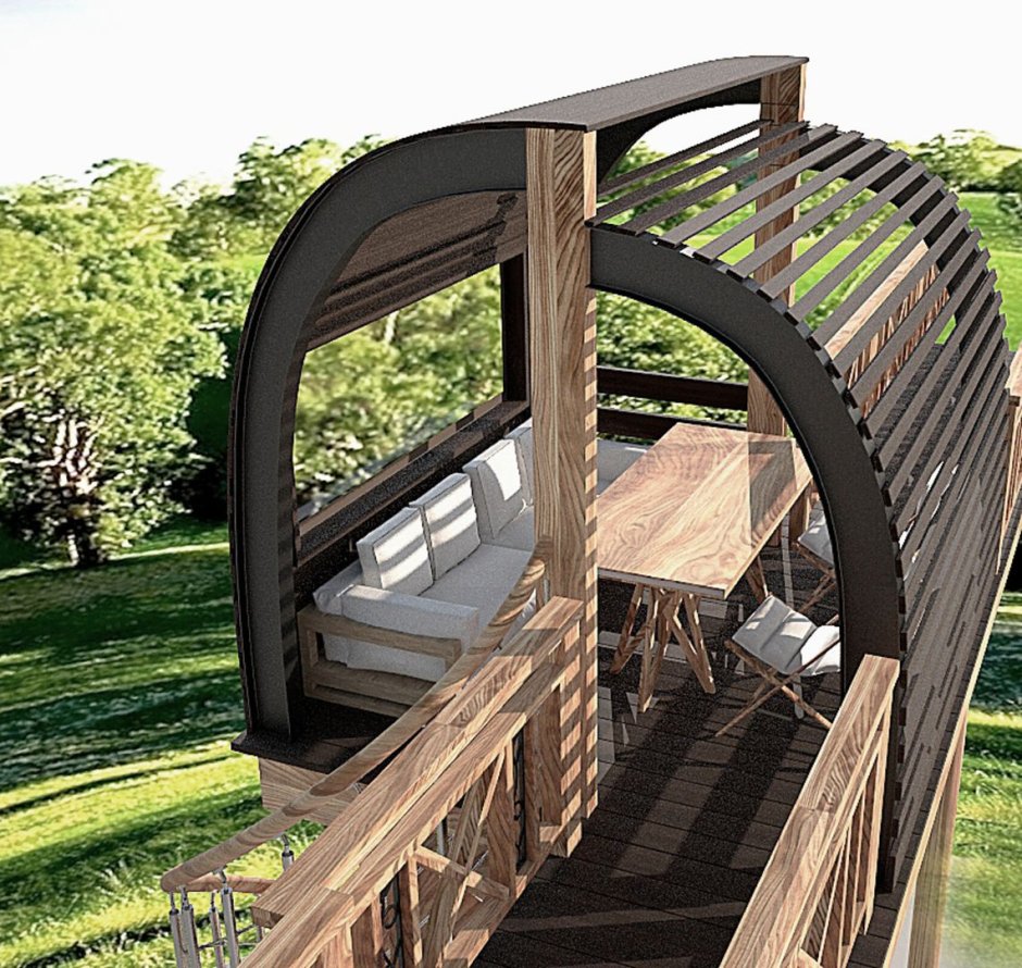 Двухэтажная беседка