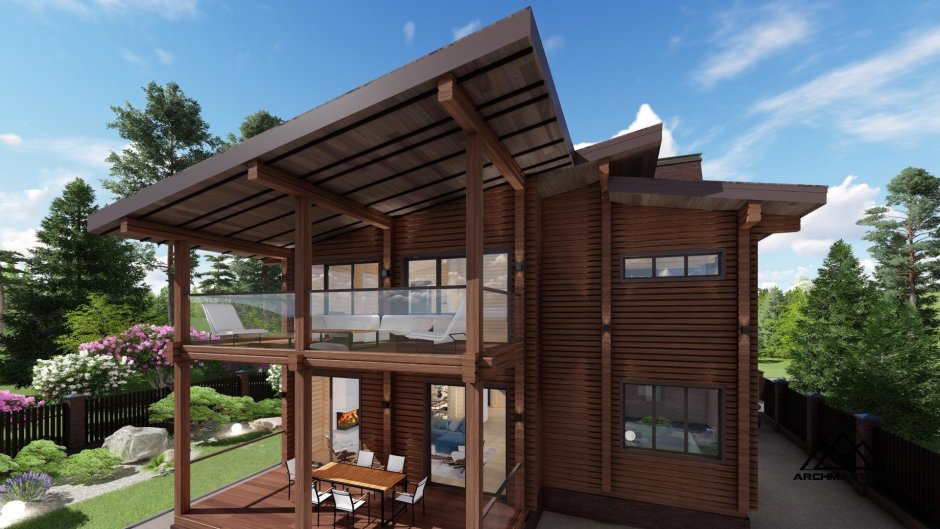 Двухэтажная беседка для дачи