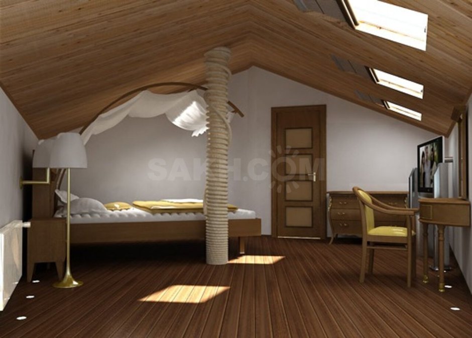 Внутренняя отделка мансарды на даче