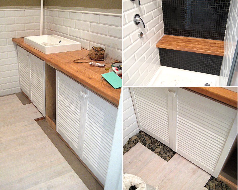 Тумба для раковины с жалюзийными дверцами