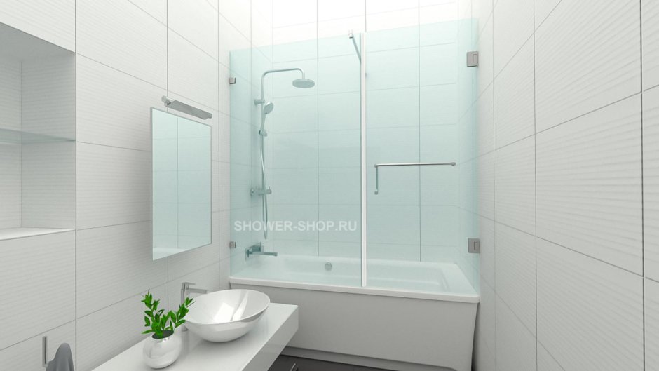 Шторка-купе на ванну Villagio 170*140 матовое стекло c1501