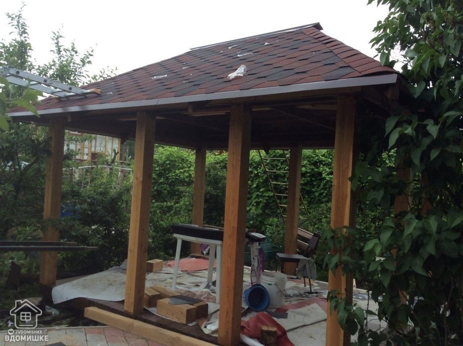 Крыша беседки из шифера