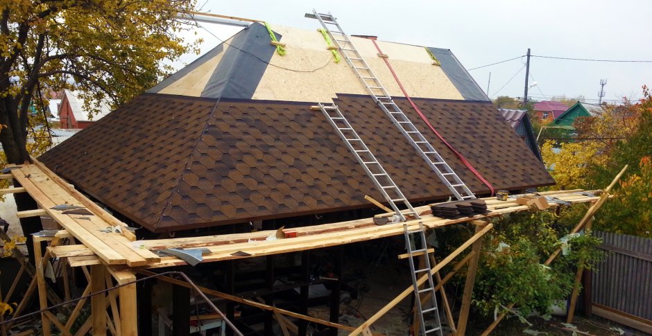 Крыша беседки из мягкой черепицы