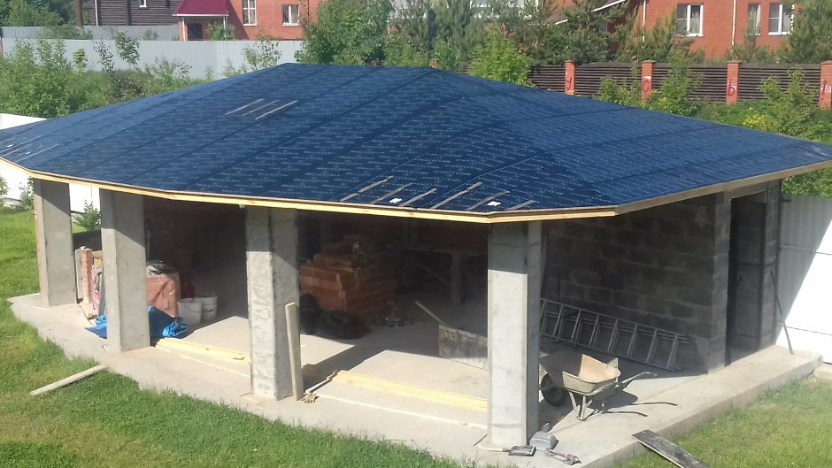 Беседка из керамзитобетонных блоков