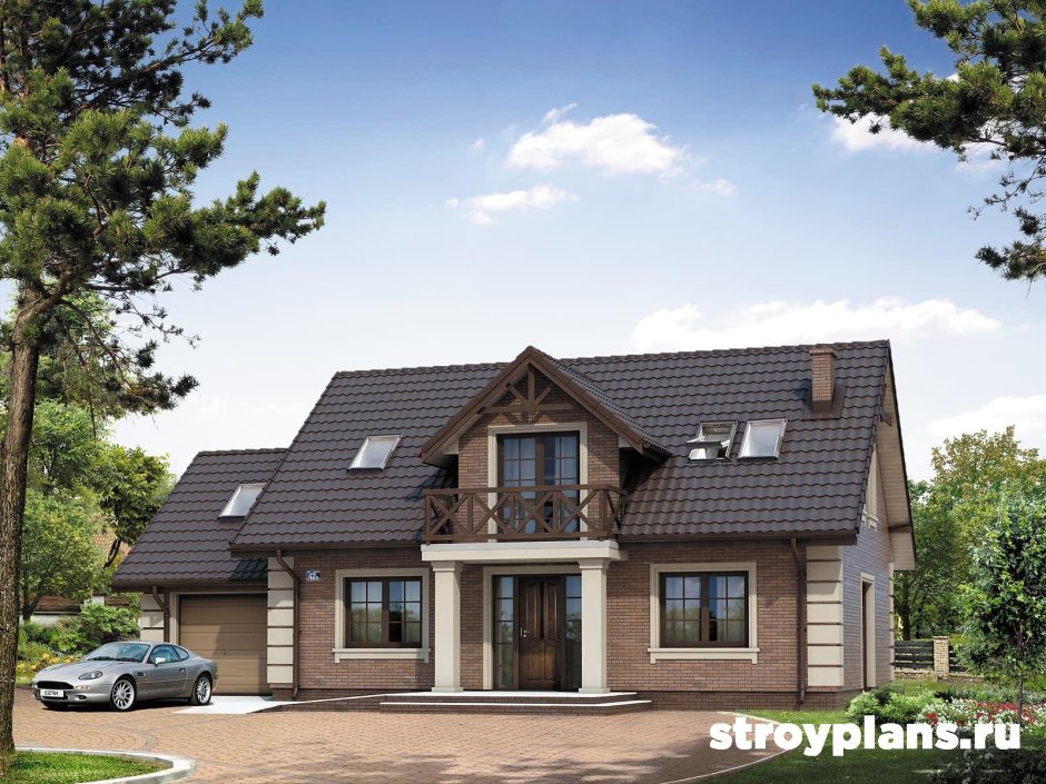 Дом с мансардой и террасой и гаражом 150м2