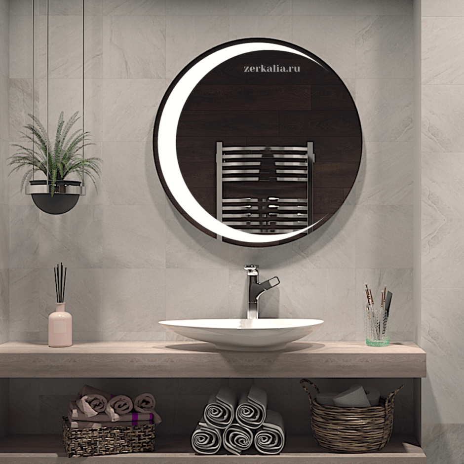 Круглое зеркало с подсветкой в ванную am PM