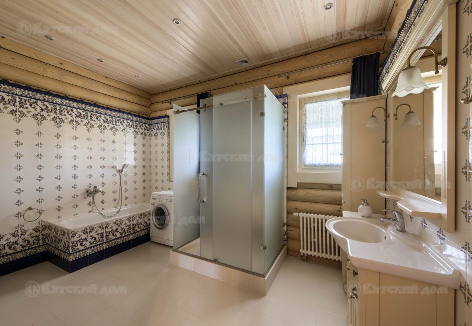 Душевая в бревенчатом доме