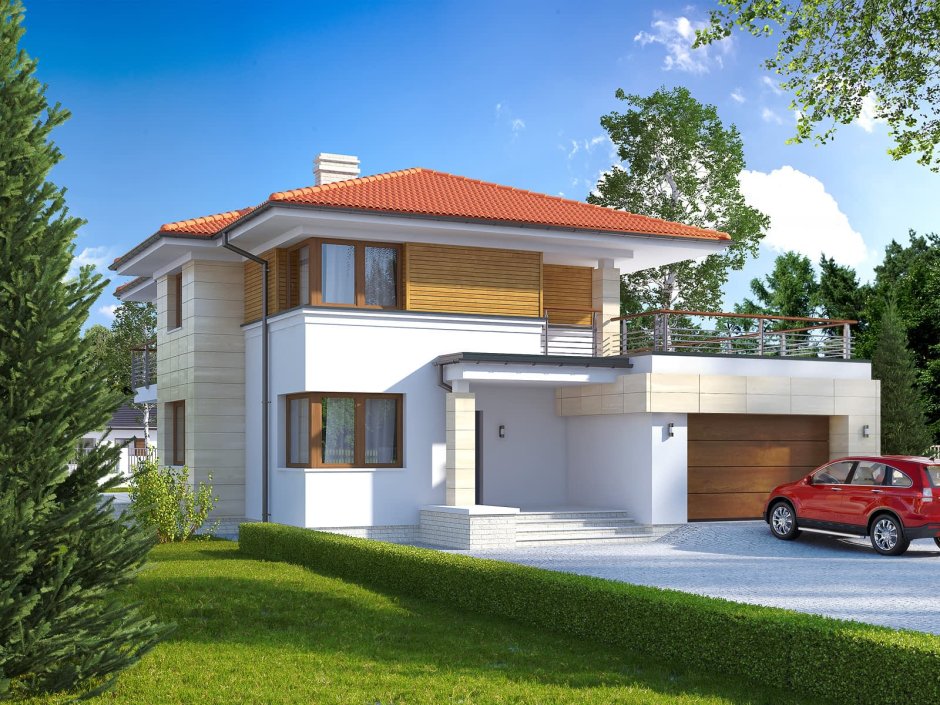 Красивый двухэтажный дом с гаражом