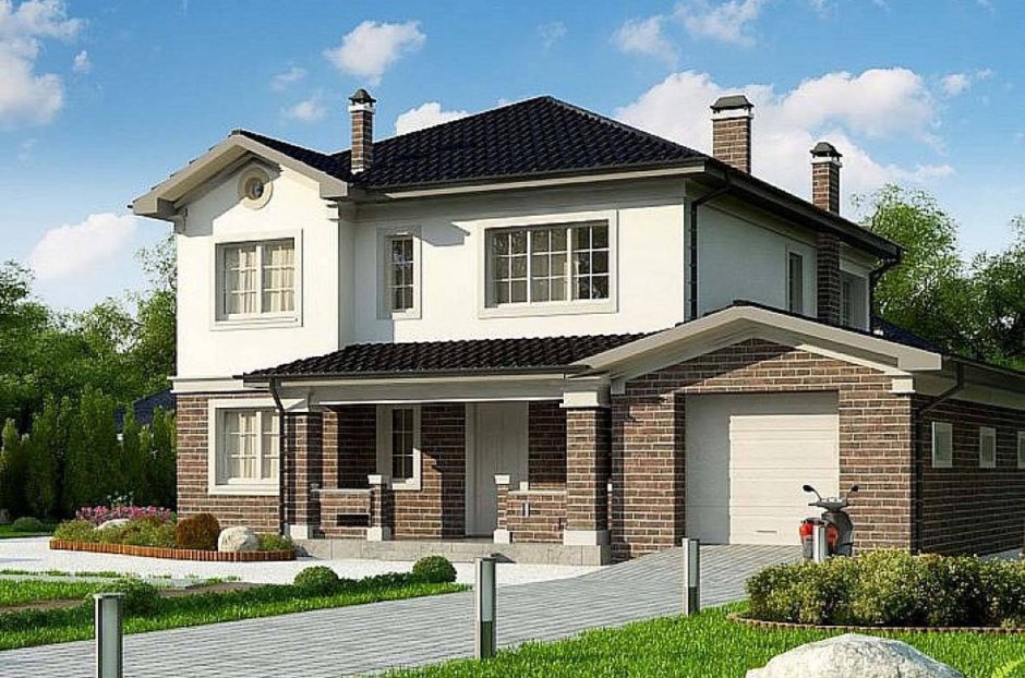 Двухэтажный дом с гаражом