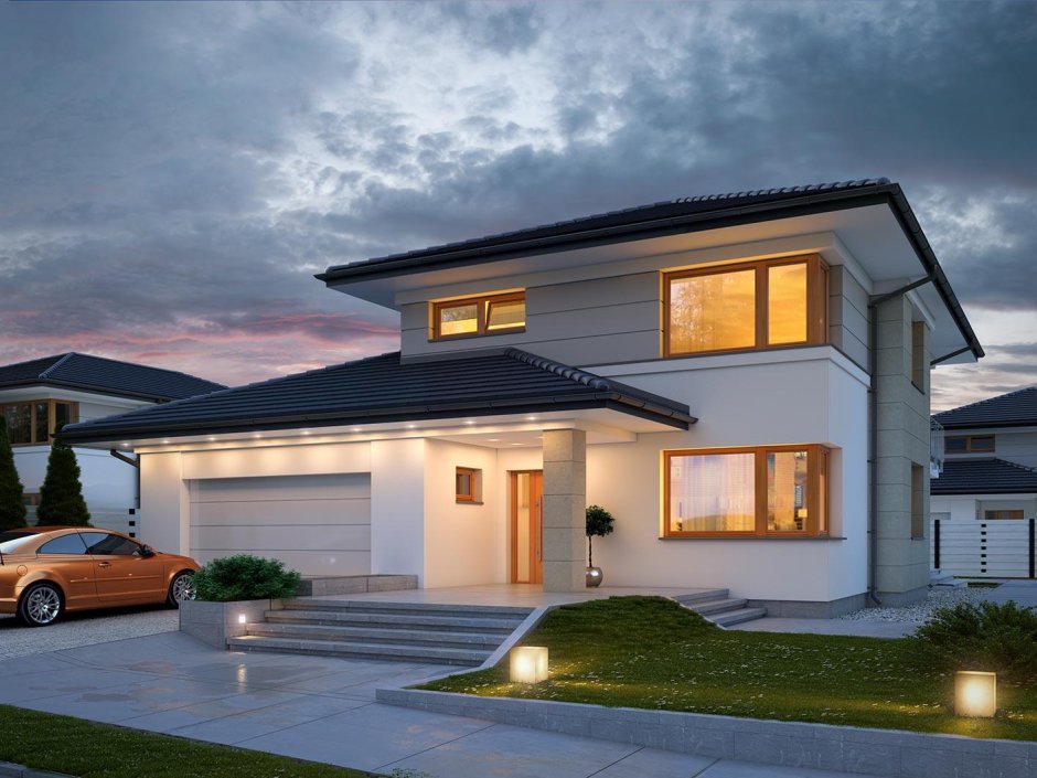 Двухэтажный дом с гаражом