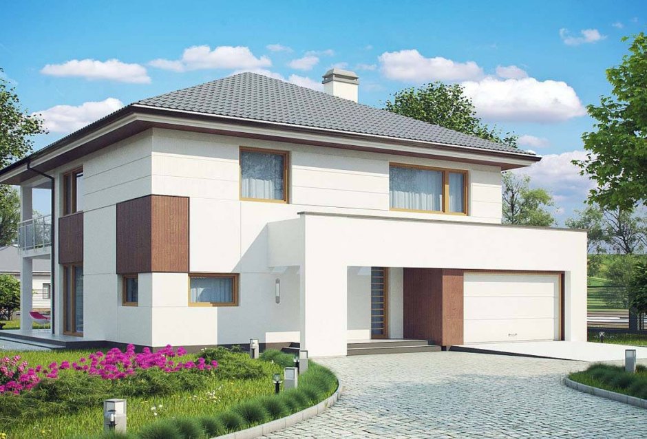 Фасады домов с гаражом