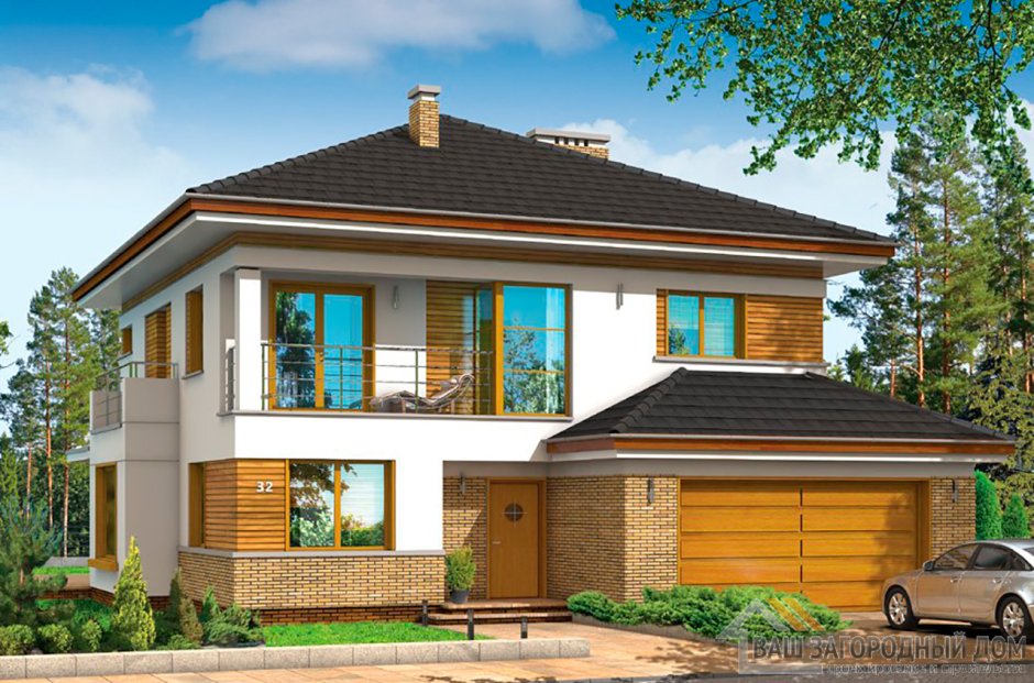 Двухэтажный дом с гаражом