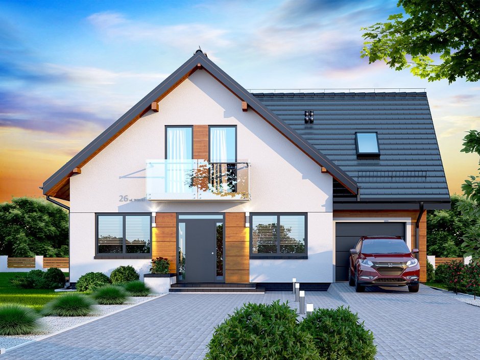 Фасады домов с гаражом