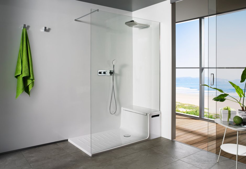 Ванная комната с душем без кабины