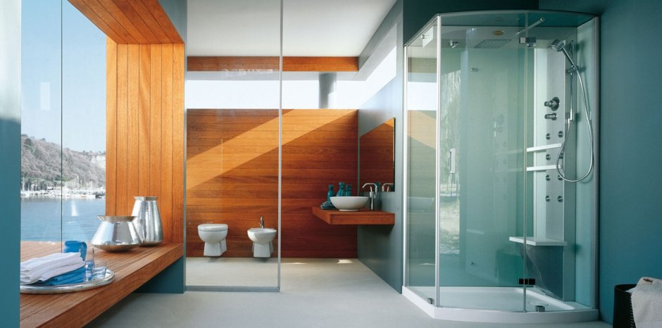 Душевая кабина в ванной комнате