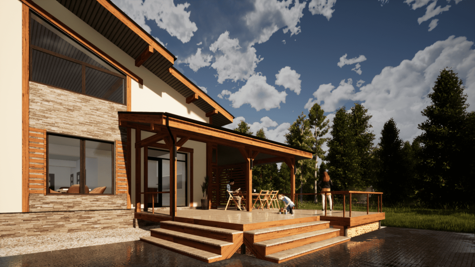 Дом из газоблока с террасой