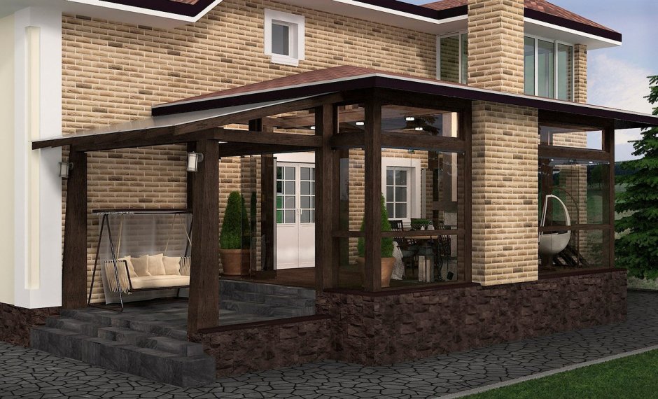 Дом в английском стиле с террасой