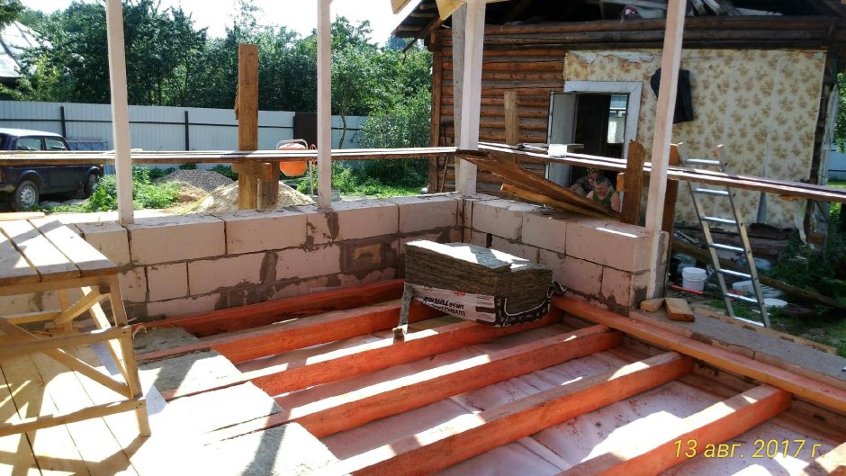 Веранда из кирпича пристроенная к дому