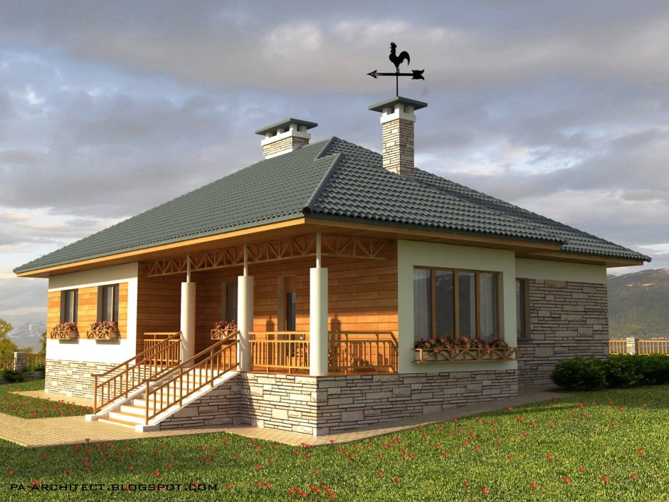 Веранда к дому с вальмовой крышей