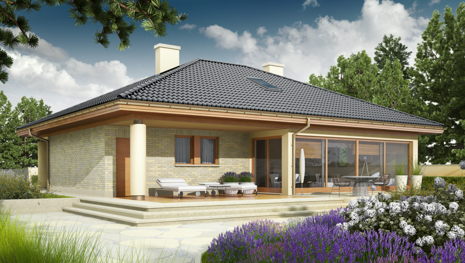 Одноэтажный дом 100м2 солома шоколад