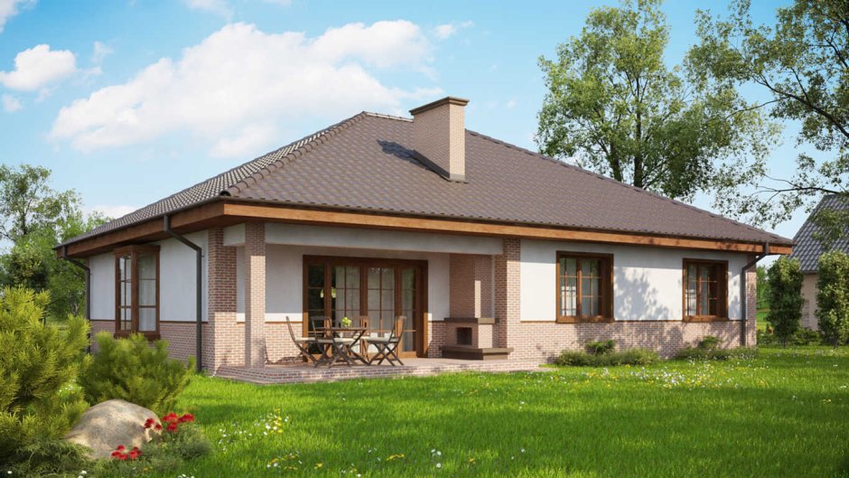 Проект z10 одноэтажный дом с террасой