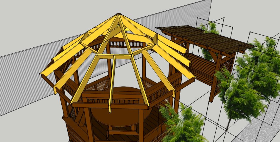 Стропильная система шестигранной крыши