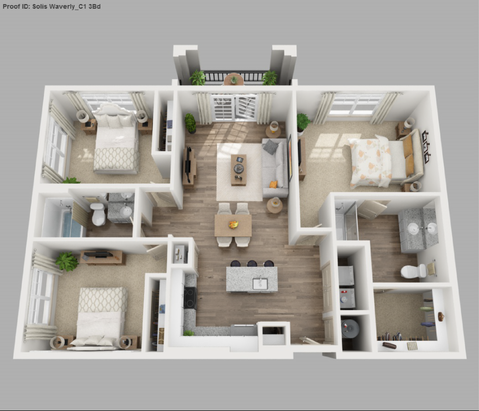 Планировка квартиры студии 3d