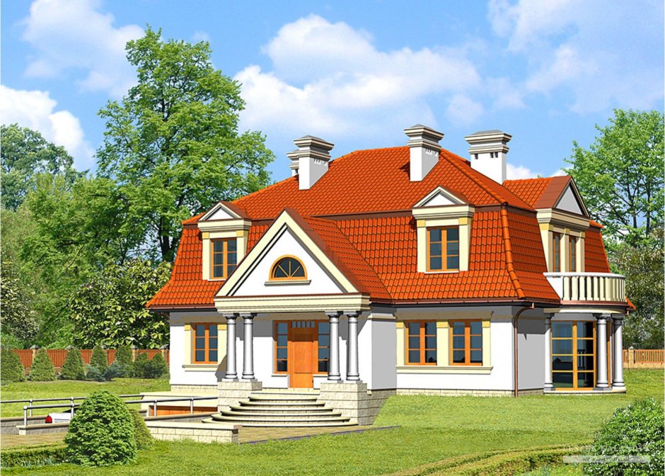 Мансардный дом с эркером