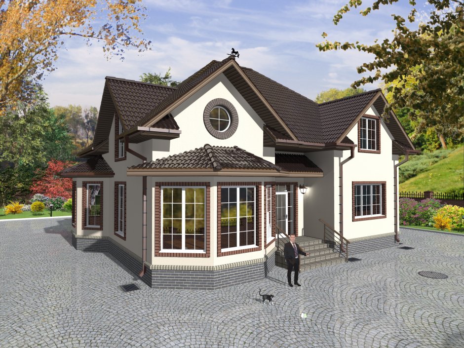 Дом с эркером и мансардой