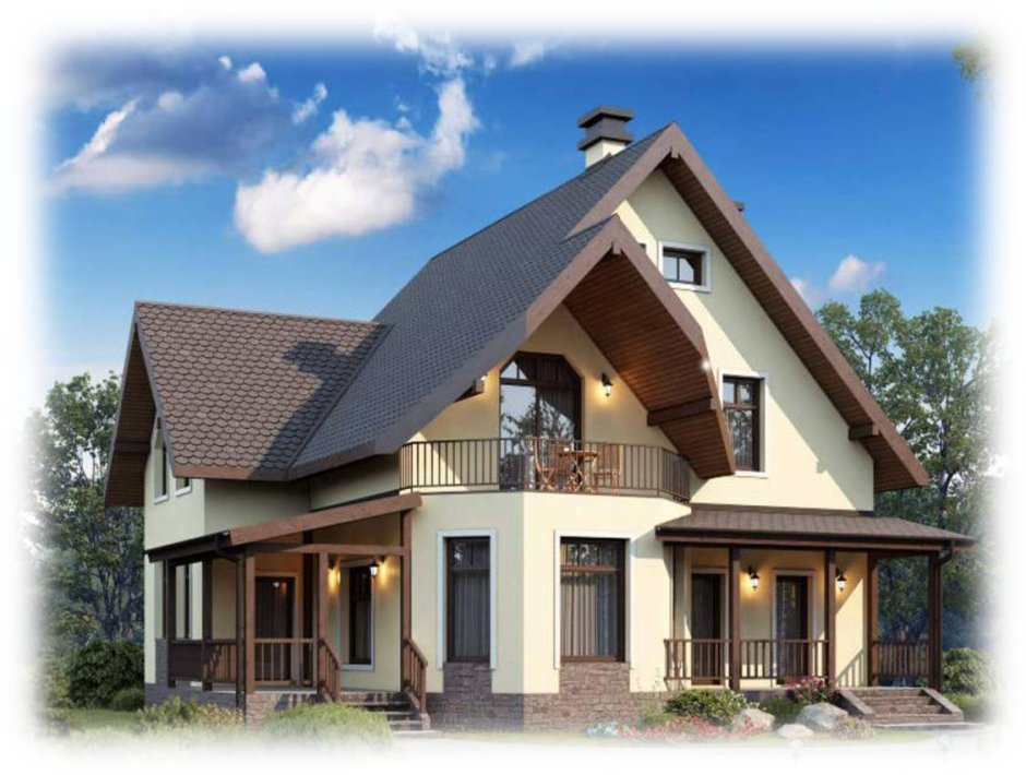 Красивые дома с мансардой и балконом