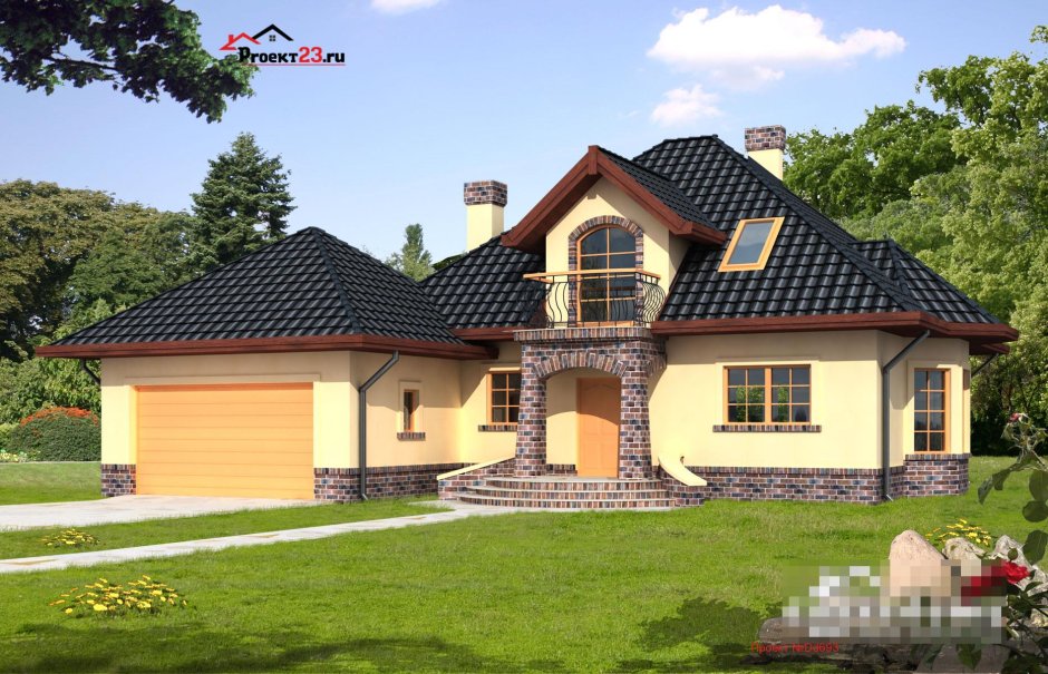 Дом с эркером и гаражом