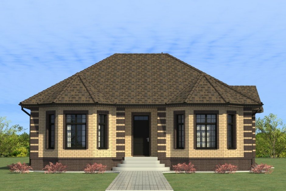 Крыша одноэтажного дома с эркером