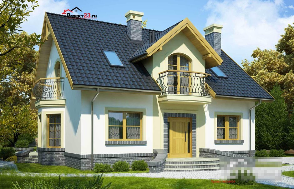 Двухэтажный мансардный дом